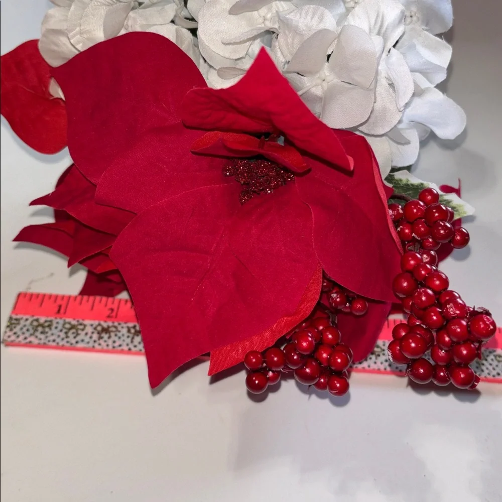 Poinsettia Bushes White Hydrangeas Holiday Red Poinsettia & Berry Set of 5